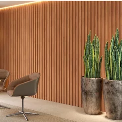 Painel Ripado em Placa 100% MDF 134x250cm (3,35m²) Marrom/Freijó/Madeirado Pradel Móveis Freijó/Madeirado