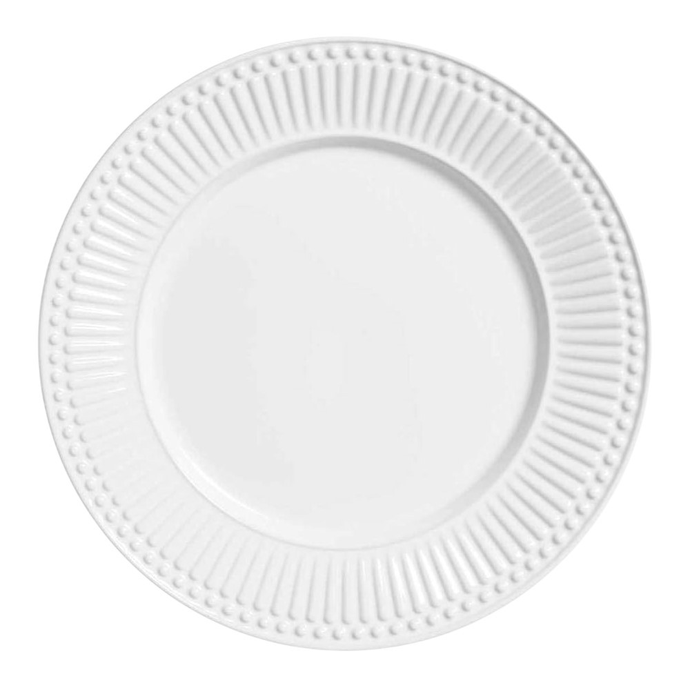 Jogo 8 Prato Raso de Cerâmica 26,5cm Branco Roma Porto Brasil