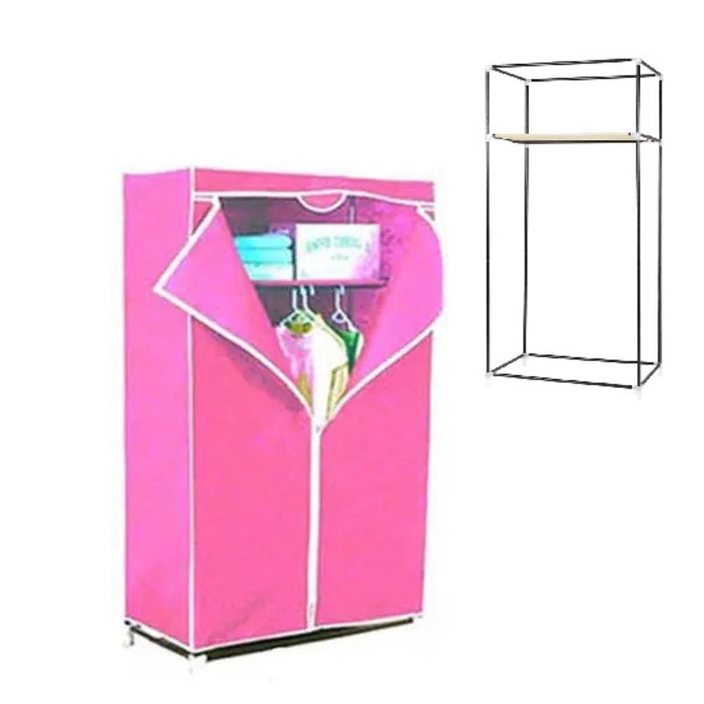 ARMARIO MULTIFUNCIONAL DOBRAVEL GUARDA ROUPA CABIDEIRO PORTATIL ARARA PRATELEIRA CABIDEIRO PRAIA ROSA