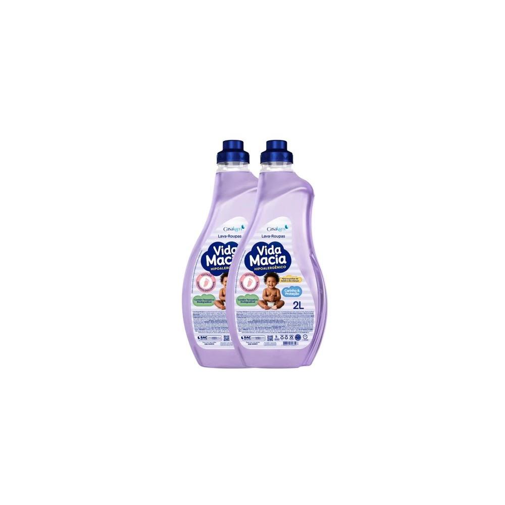 Kit 2x Lava Roupas Líquido Vida Macia 2 Litros cada- Casa Km
