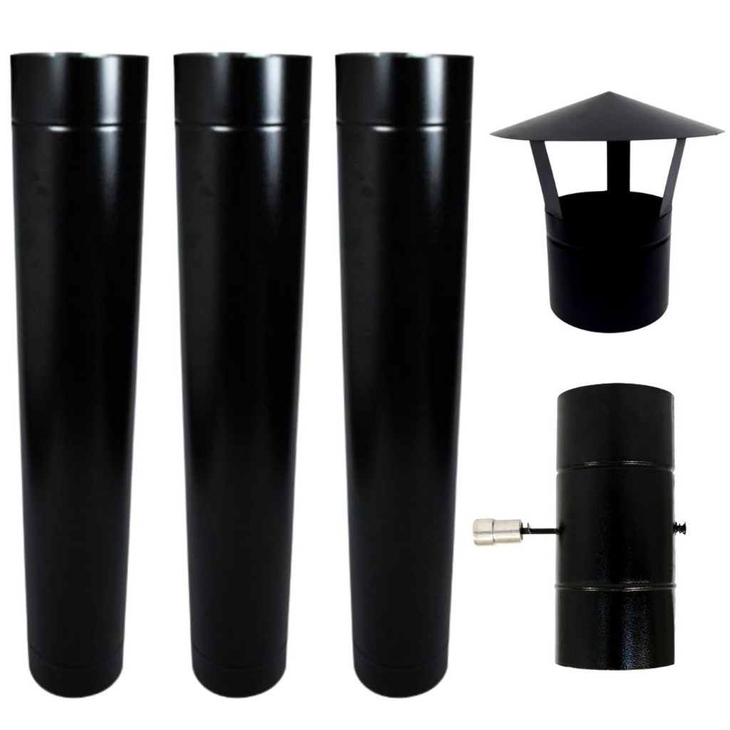 Kit Chaminé 5 Polegadas Duto, Registro Damper, Chapéu Chinês