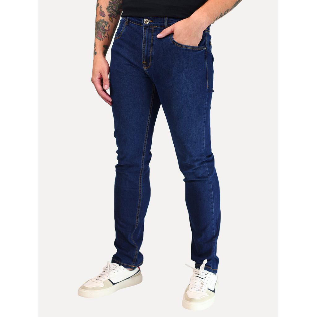 Calça Guess Original Jeans Masculina Tag Slim Straight Stoned Escura