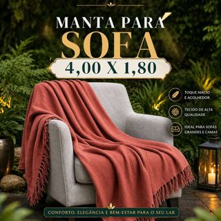 Manta Gigante 4,00x1,80 Para Sofá Luxo King Algodão Decorativa Direto de Fábrica
