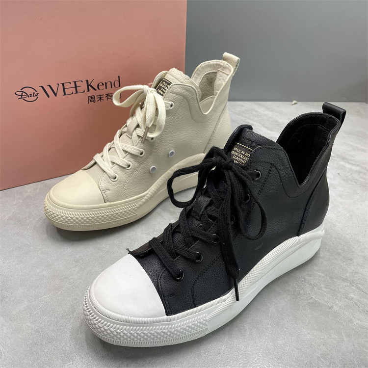 Street Wear de alta qualidade couro genuíno sapatos brancos femininos 2023 novo estilo tênis versão coreana Casual All-M