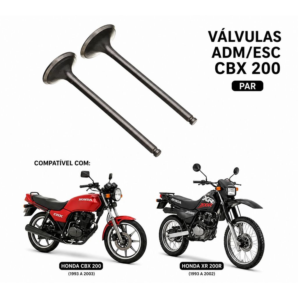 Kit Par de Válvulas Admissão e Escap Honda CBX 200 Strada/ CBX 150 Aero/ NX 200