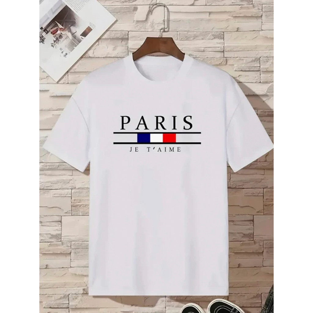 Camiseta Infantil Estampada Paris Divertida Menino Menina 100% Algodão Confortável Dia a Dia Estilosa Escolar