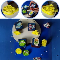 KIT CORTADORES COM CARIMBOS ASTRONAUTA 5cm (BLUE STAR) (CHOCO)