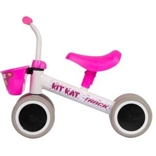 Bicicleta de Equilíbrio Kit Kat Com Cesta 4 Rodas e Sem Pedal Branco e Rosa