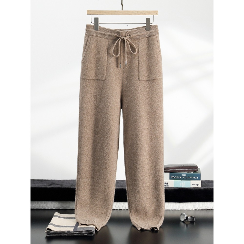 100% puro Cashmere esportes lazer Leggings Sweatpants quatro plana engrossado camada de ar exterior Wear All-Match fecha