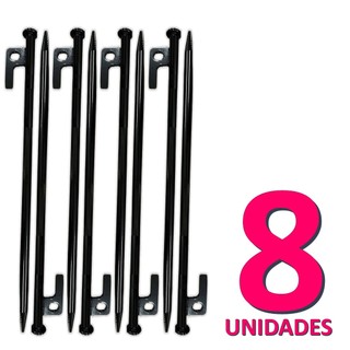 Kit 08 Espeques De Fixação Pesada 30cm X 9mm Estaca Prego Aço Para Tendas Barracas E Lonas Reforçado