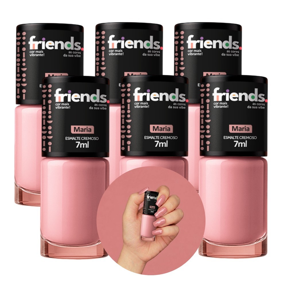 Kit 6 Esmalte Cremoso Nude Maria Friends 7ml Cor Vibrante