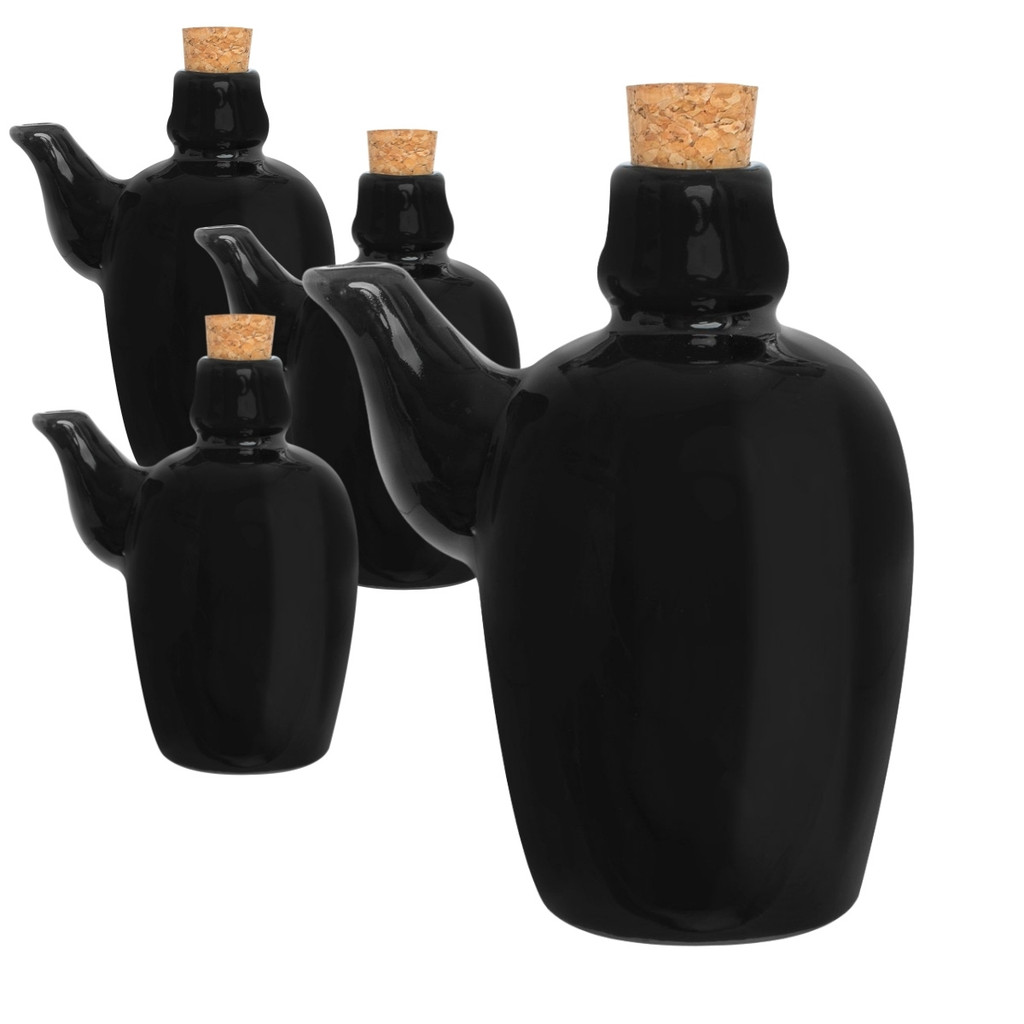 Kit 10 Jarra Porta Shoyu com Rolha 210ml Preto Sapporo
