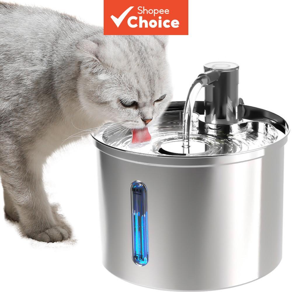 Bebedor De Água Automático De Aço Inoxidável Para Animais De Estimação 3L Ultra Silencioso Fácil De Limpar Filtragem Dup