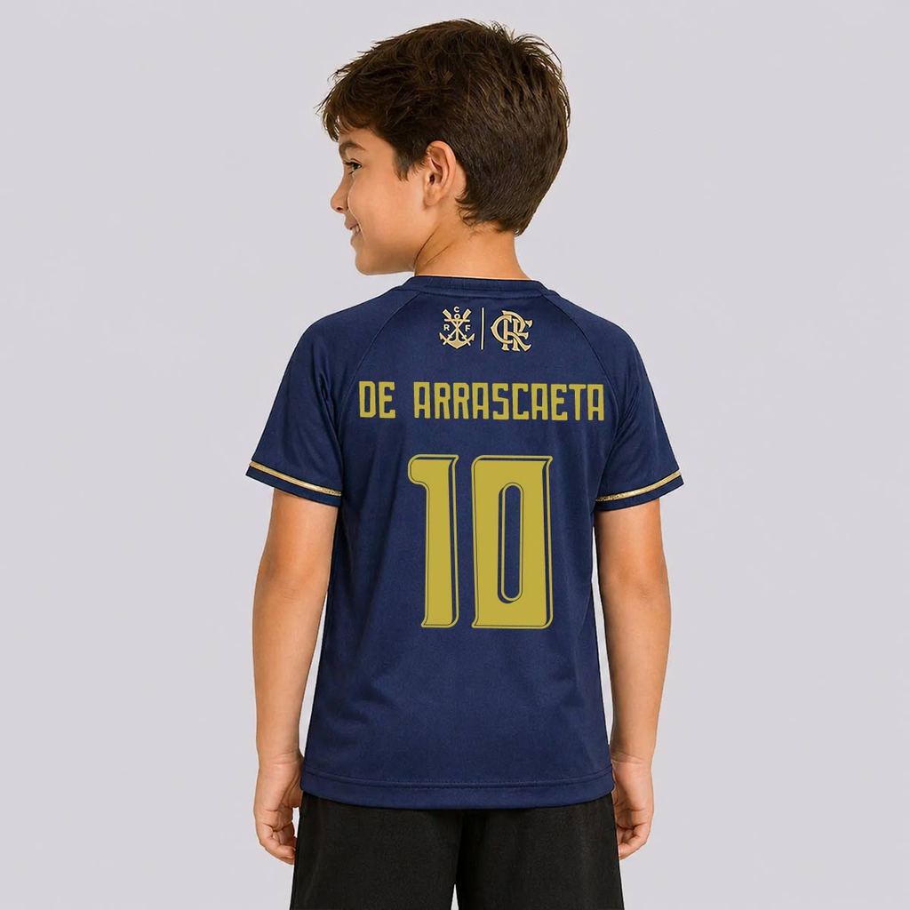 Camisa Flamengo Frequência Infantil Marinho 10 De Arrascaeta