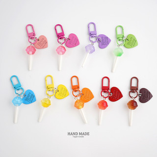 [Estoque pronto] Super doce simulação fresca cor transparente pirulito chaveiro acessórios Macaron doces amor coração pi