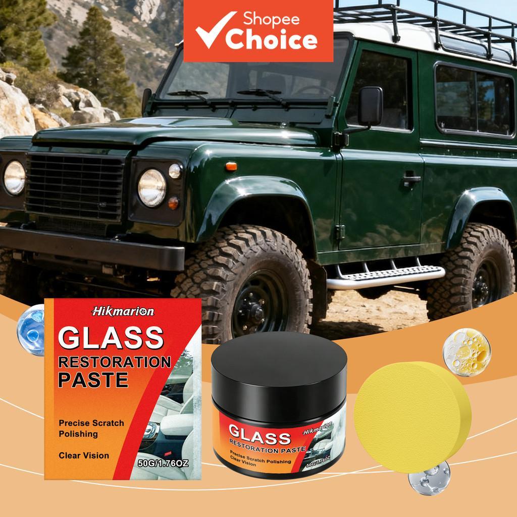 Pasta Removedora de Arranhões para Vidro 50g + Esponja – Fórmula Abrasiva Fina para Para-brisa e Vidros de Automóveis,