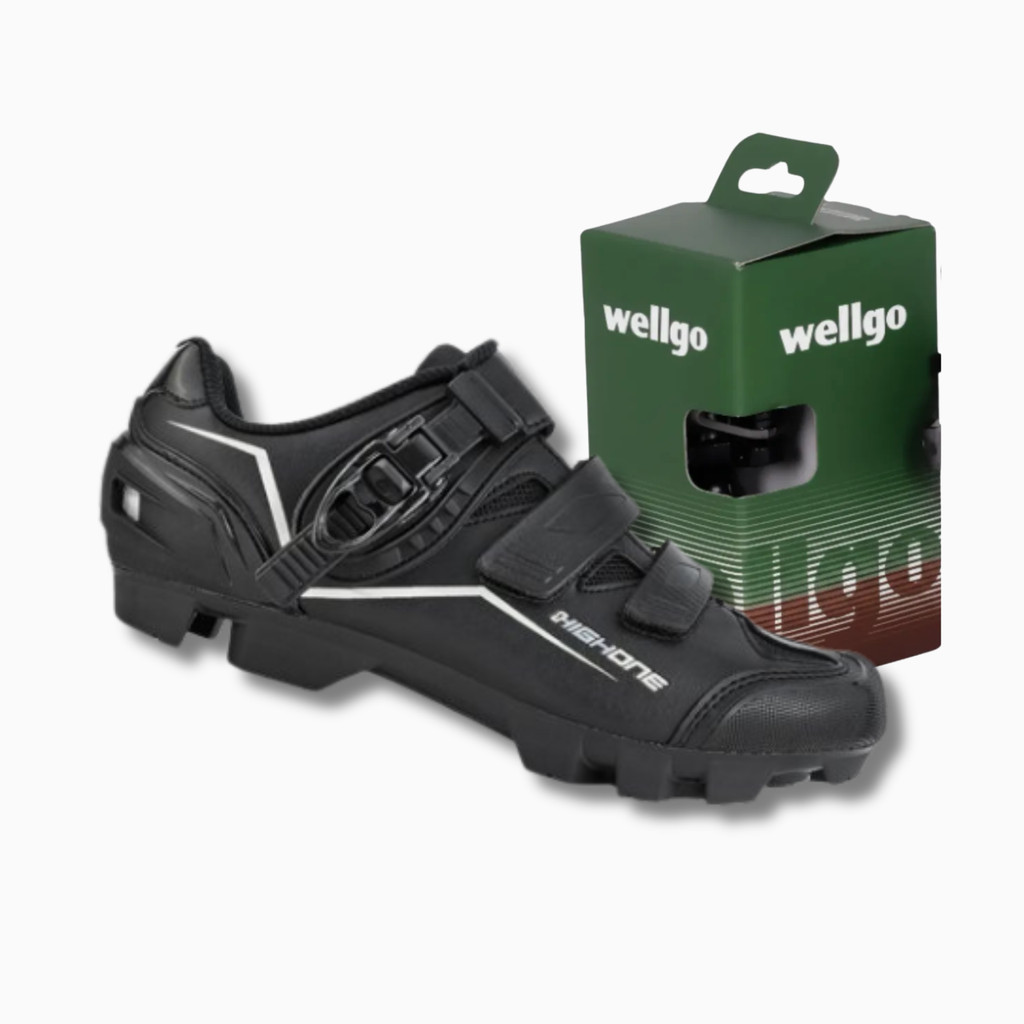 Sapatilha MTB High One Feet 2 Velcros 1 Trava com Pedal Clip Wellgo WPD-823 Compatível SPD Ciclismo