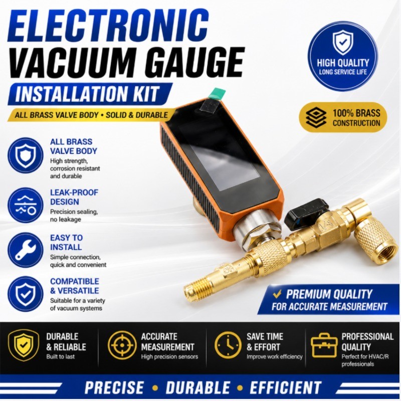 Kit De Instalação De Ar Condicionado Adaptador De Medidor De Vácuo Válvula De Três Vias Esfera De Segurança De Refrigera