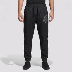 Calça Corinthians Bolso com Zíper Preta