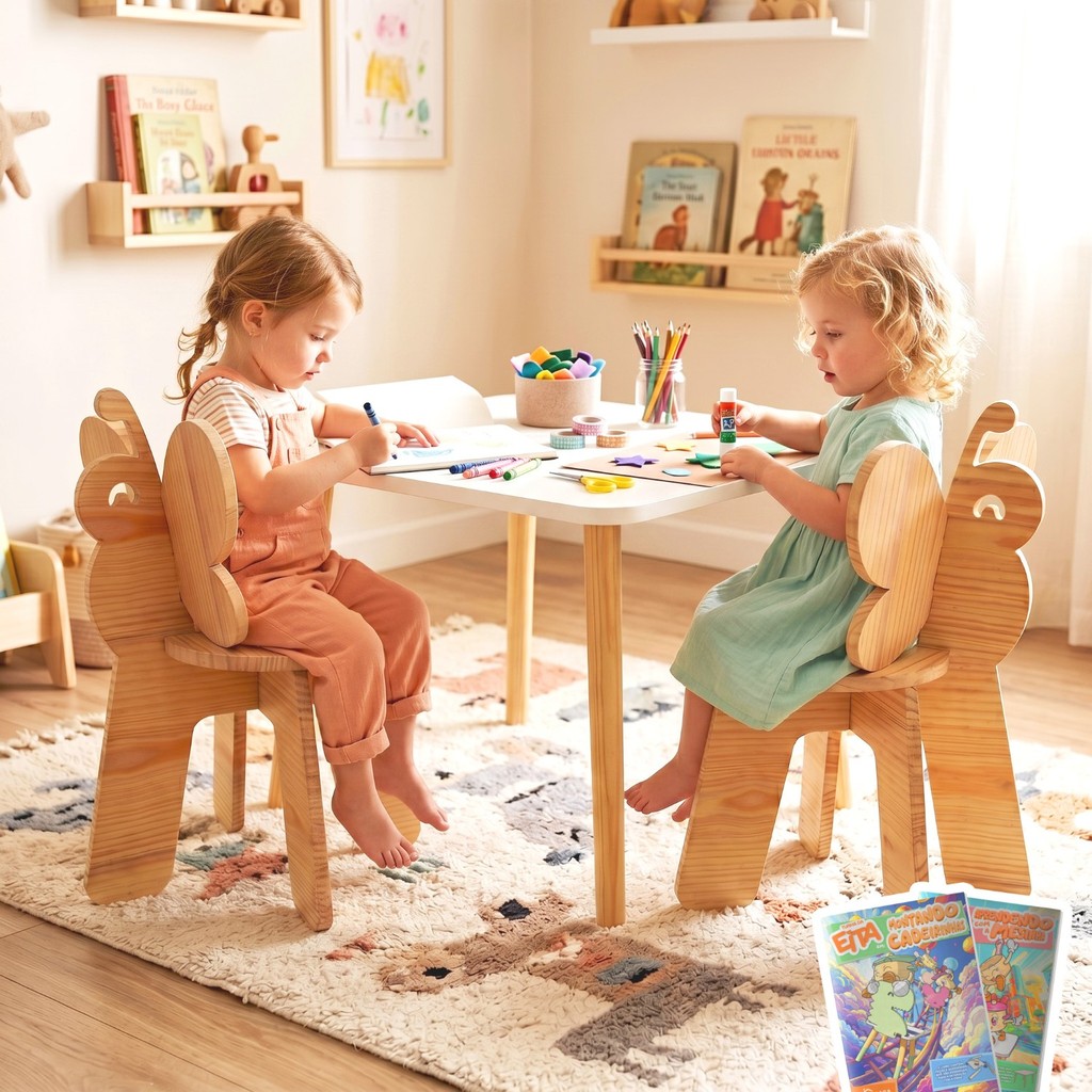 Imagem Kit Mesa e 2 Cadeiras Infantil Petit Kit Livro Educativo