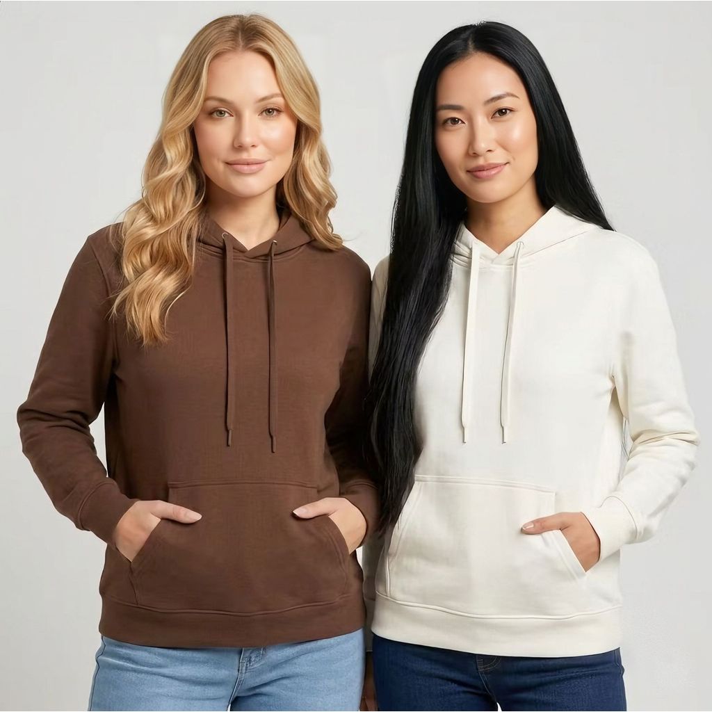 Moletom Feminino Premium Blusa de Frio Moletom Canguru Com Capuz Liso Casaco Blusa Flanelada Inverno