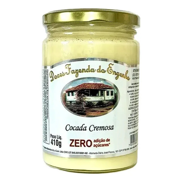 Cocada Cremosa Zero Açúcar 410 Gramas - Fazenda Do Engenho
