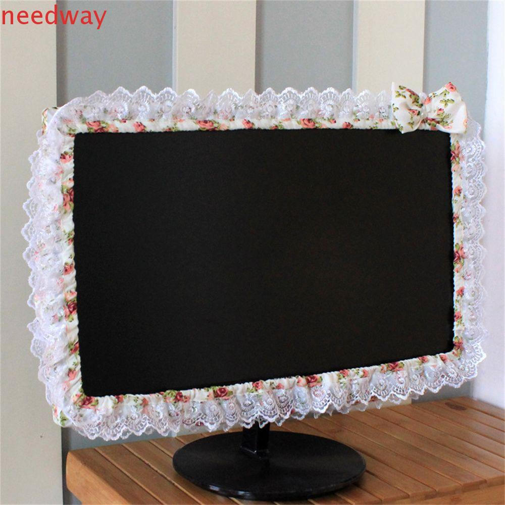 NEEDWAYB Capa De Computador De Renda , Tecido Fofo , À Prova De Poeira , Elástica , Rosa , Tela De Monitor , Contra