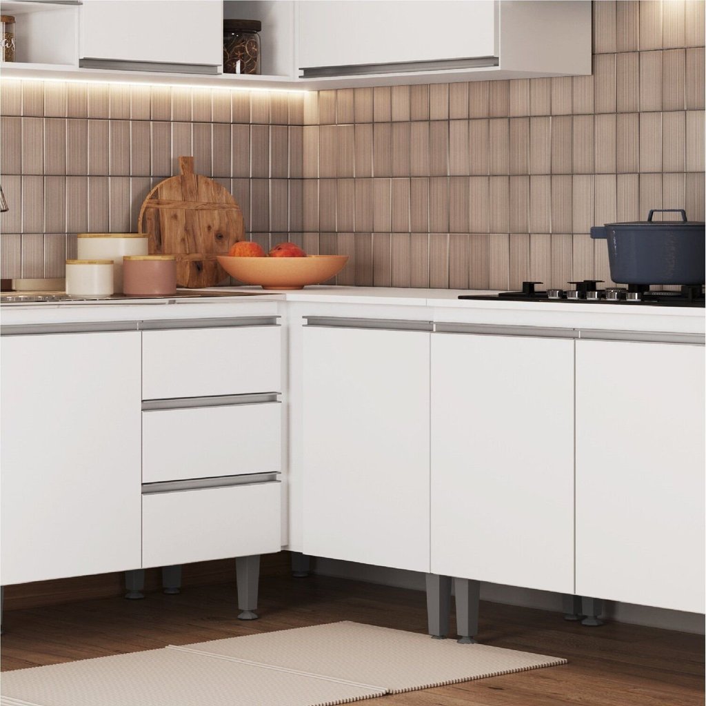 Balcao para Cozinha Canto Reto Athena Branco
