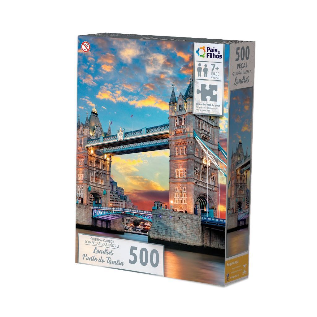 Quebra Cabeça Ponte Do Tâmisa Londres Tower Bridge 500 Peças - Pais e Filhos