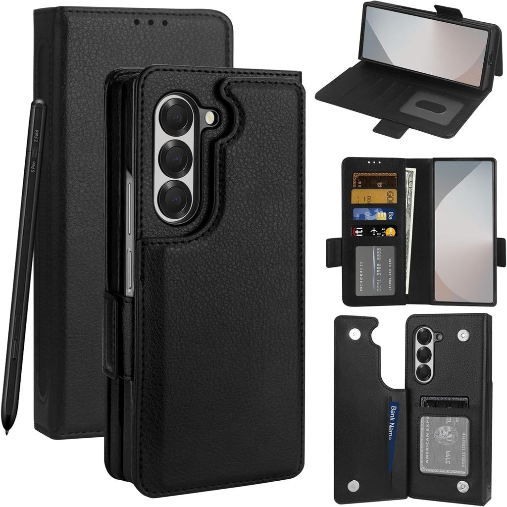 Capa Vofolen para Samsung Galaxy Z Fold 6 com Porta-Cartões e Porta-S Pen, Capa 