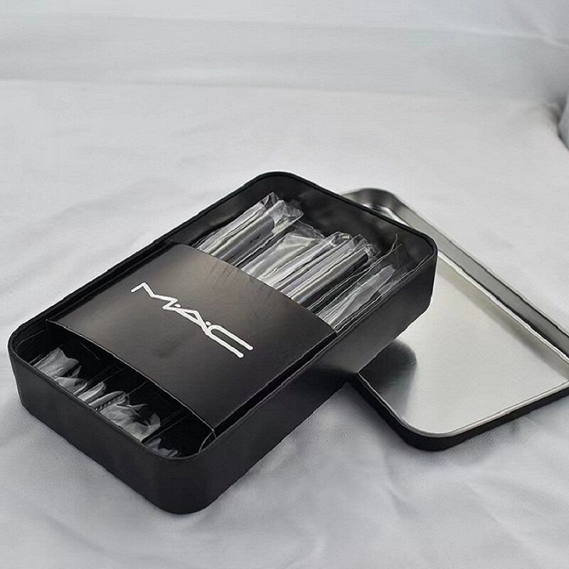kit pincel maquiagem profissional ♚Conjunto de pincéis de maquiagem mac Tin Box com 12 ferramentas de maquiagem pretas C