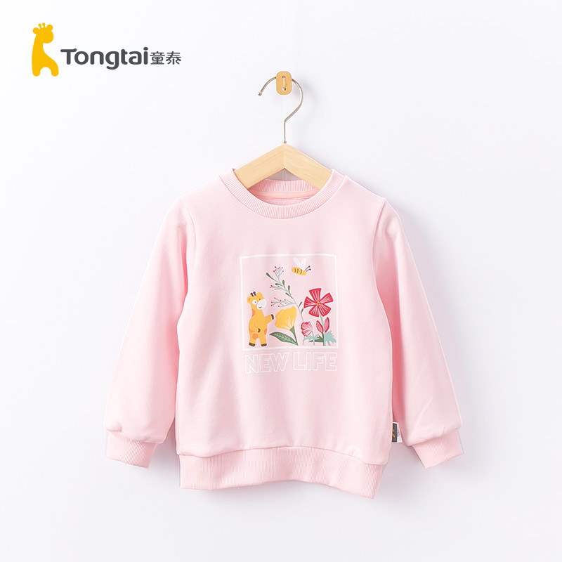 Tongtai primavera outono meninas camiseta de manga comprida bebê pulôver doce topo crianças primavera passeio moletom 1-