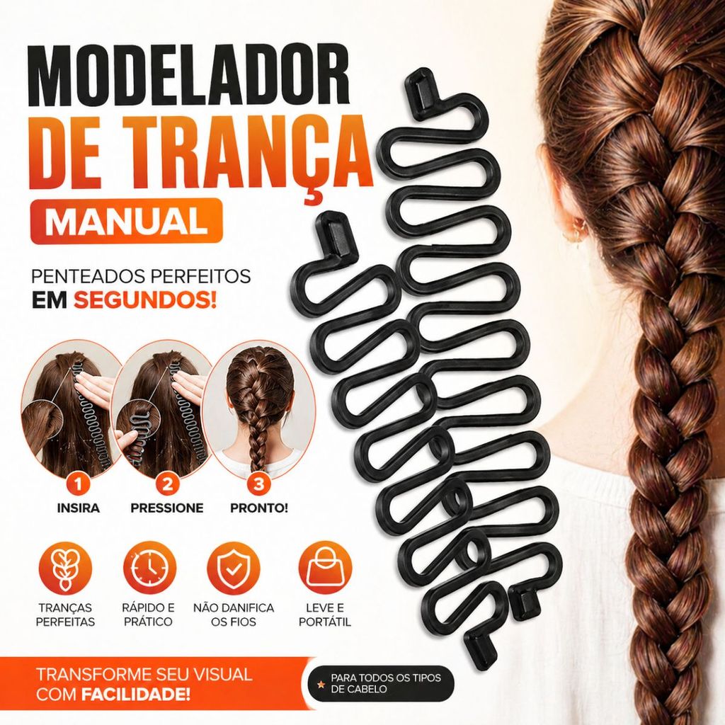 Modelador de Trança Manual Acessório Profissional Penteado Cabelo Feminino