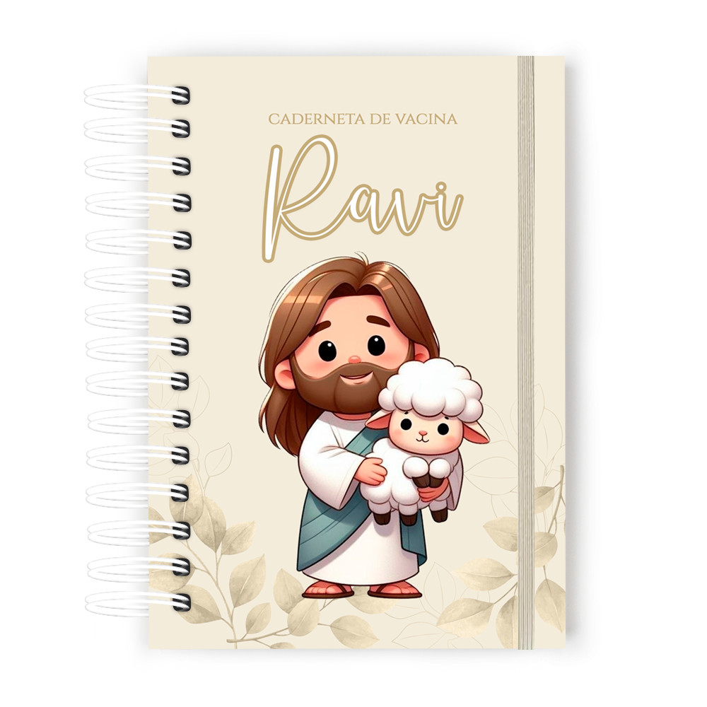 Caderneta de Vacinação Personalizada Ovelhinha de Jesus Bom pastor com Nome na Capa | Várias cores