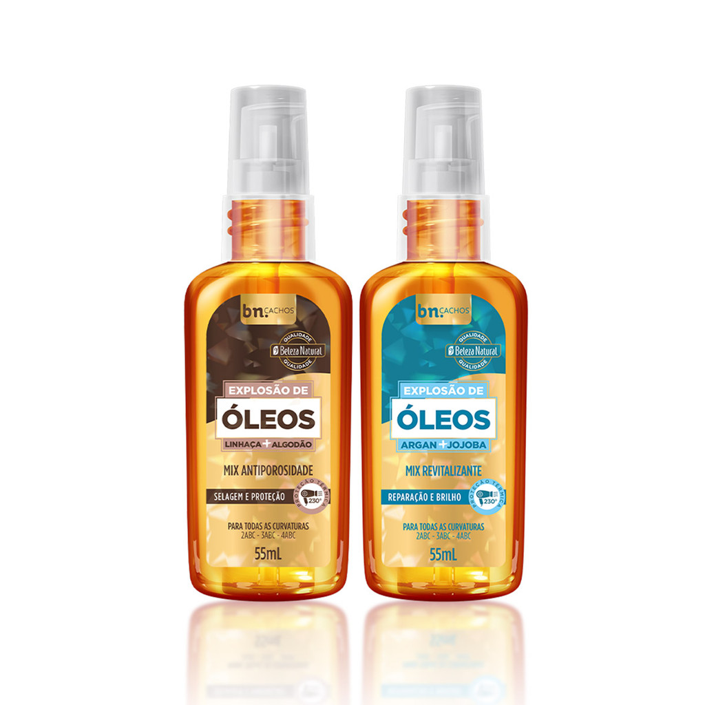 Kit Óleos Explosão Linhaça e Algodão + Jojoba e Argan bn.Cachos