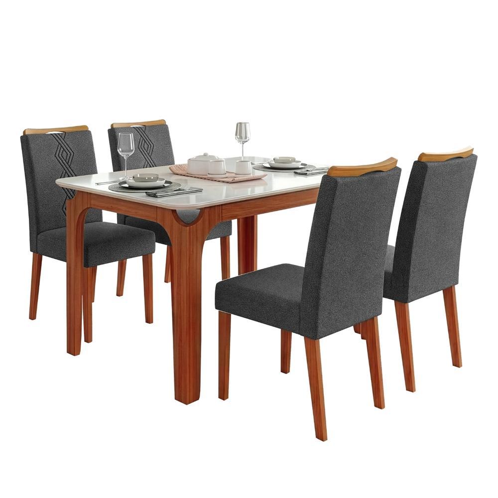 Conjunto Sala de Jantar Mesa Tampo em Vidro 1,20m Mel 4 Cadeiras Tati