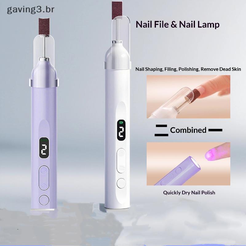 [GAVBR] Conjunto De Lixas De Unhas Elétricas Sem Fio USB 2 Em 1 Com Luz De Lâmpada UV Para Ferramentas De Polimento De M