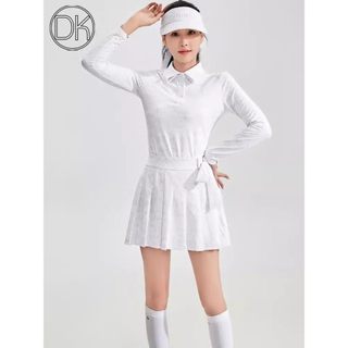 DK novo golfe feminino primavera outono terno de golfe roupas femininas moda impressa manga comprida estilo coreano saia
