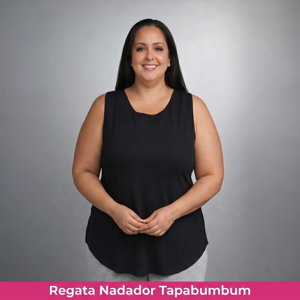 Camisa Regata Tapa Bumbum Costas Nadador Plus Size Academia Fitness