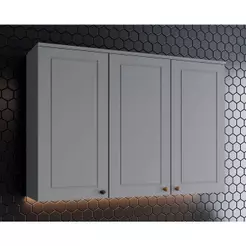 Armário de Cozinha Modulado Americana c/ 3 Portas 120cm Cinza - Henn