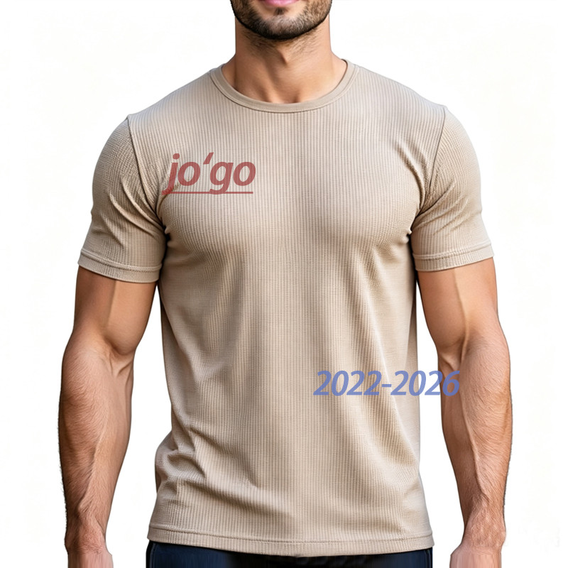 Camiseta Básica Casual Texturizada, Malha Premium Texturizada, Manga de Estilo Urbano Simples Q1D2