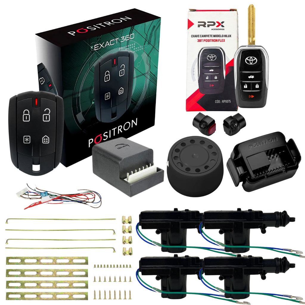 Kit Alarme Positron Exact 360 Universal + Trava Para 4 Portas E Chave Canivete Rpx 075 TOYOTA HILUX