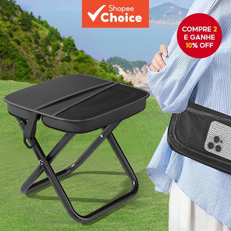 Banqueta Dobrável Portátil com Design de Bolsa Transversal para Uso Doméstico, Camping, Piquenique e ao Ar Livre - 1