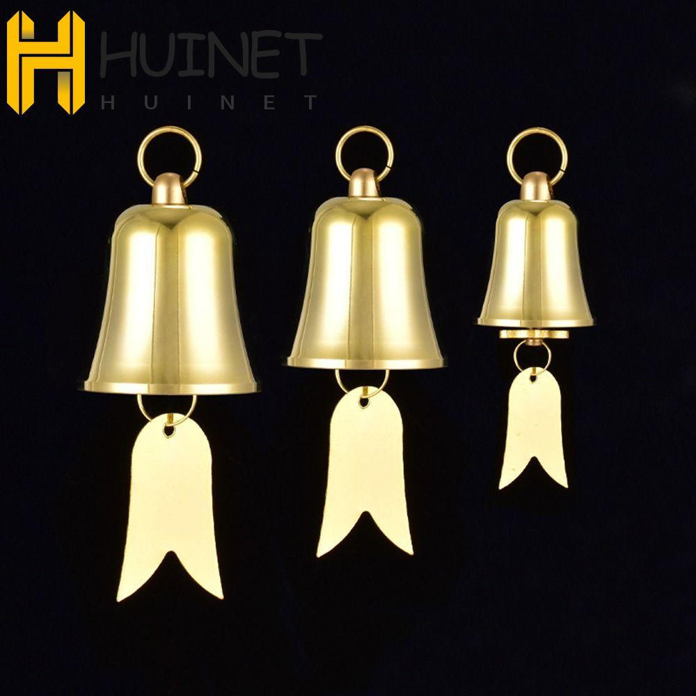 HUINET Pingente De Sino De Natal , Carrilhão De Vento Feito À Mão Dourado , Anel De Suspensão , Ornamento De Jingle , De