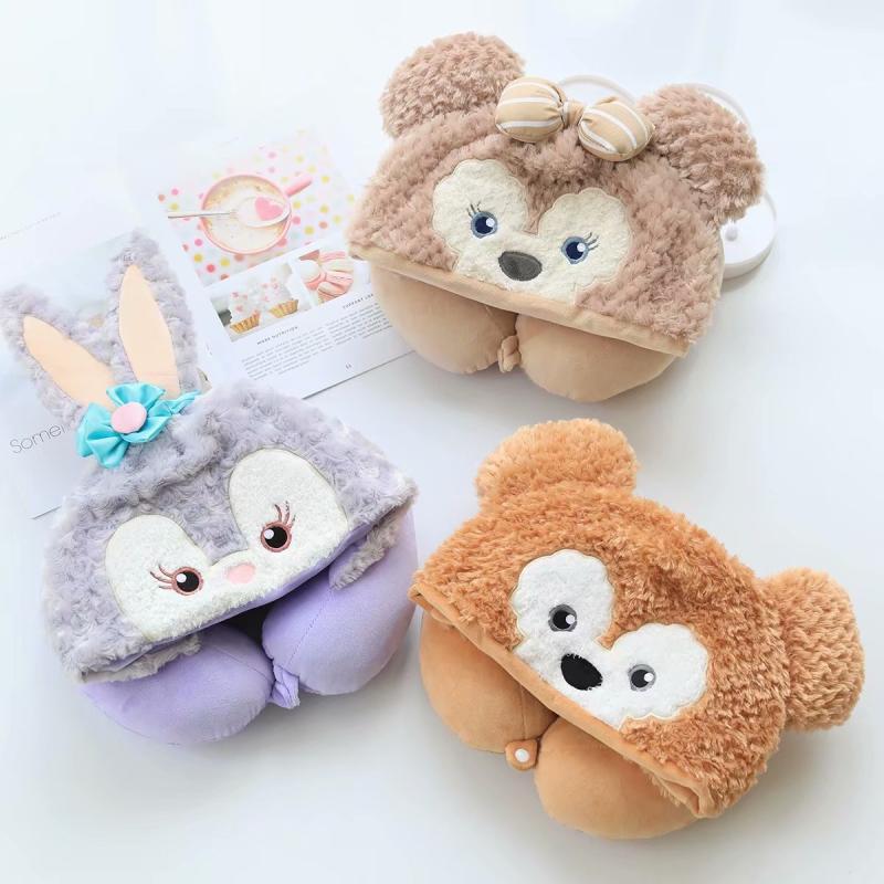 Bonito dos desenhos animados Duffy Shirley rosa Ballet coelho com capuz em forma de u travesseiro de viagem avião em for