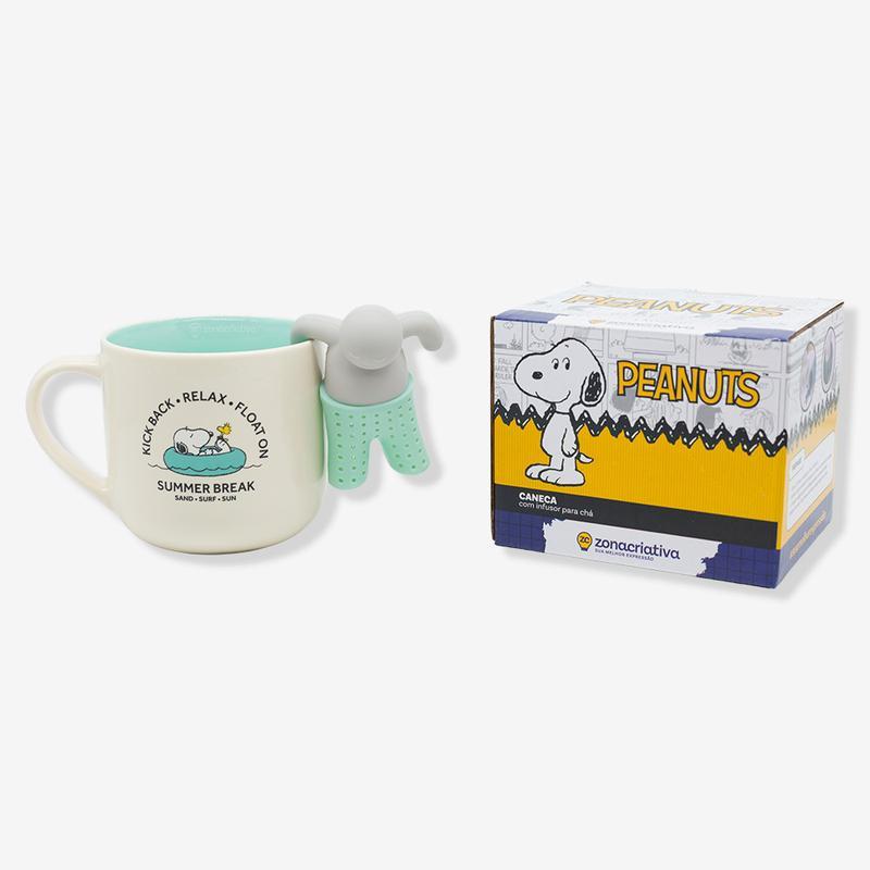CANECA 350ML COM INFUSOR P/ CHÁ SNOOPY FLOAT ZONA CRIATIVA