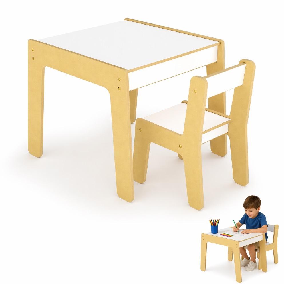 KIT MESA E CADEIRA INFANTIL MONTESSORI MDF MADEIRA ESTUDOS LANCHE BRINCADEIRAS EDUCATIVA