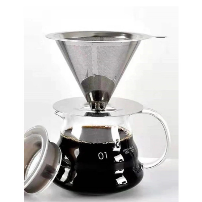 Filtro/Coador de Café Inox Reutilizável Pour Over – Prático, Ecológico e Resistente - Alta Qualidade, Sem Papel