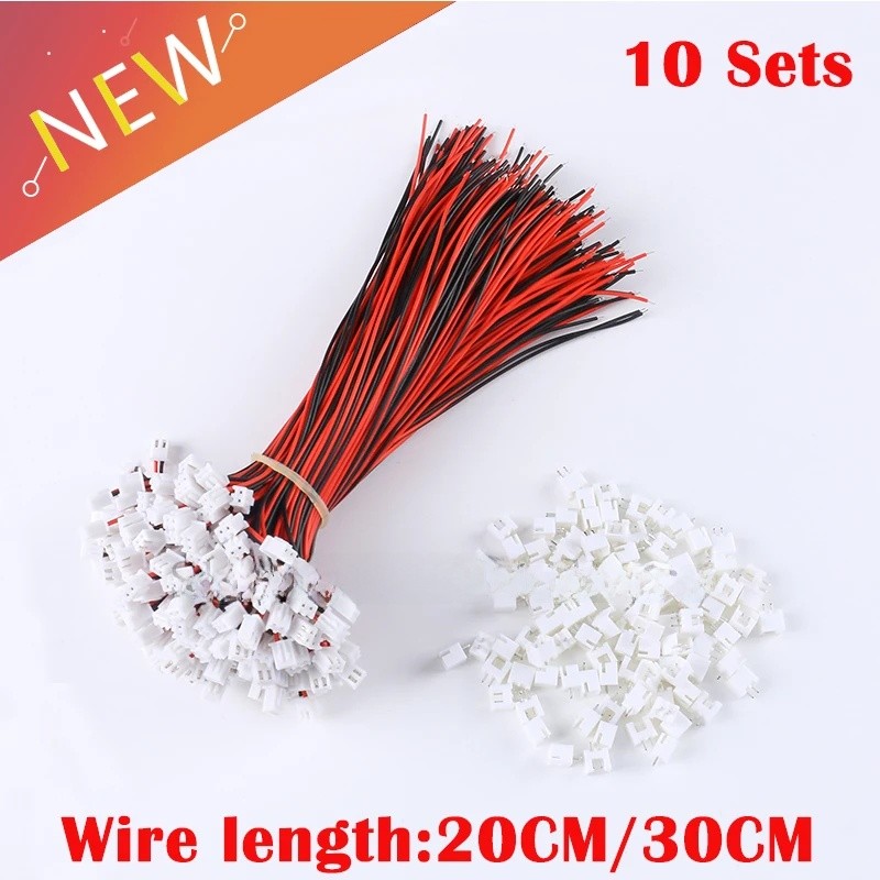 10 Jogos/Lote 26AWG JST XH2.54 Conector De 2 Pinos Cabo De Fio 200mm/300mm Comprimento Macho Fêmea Tomada