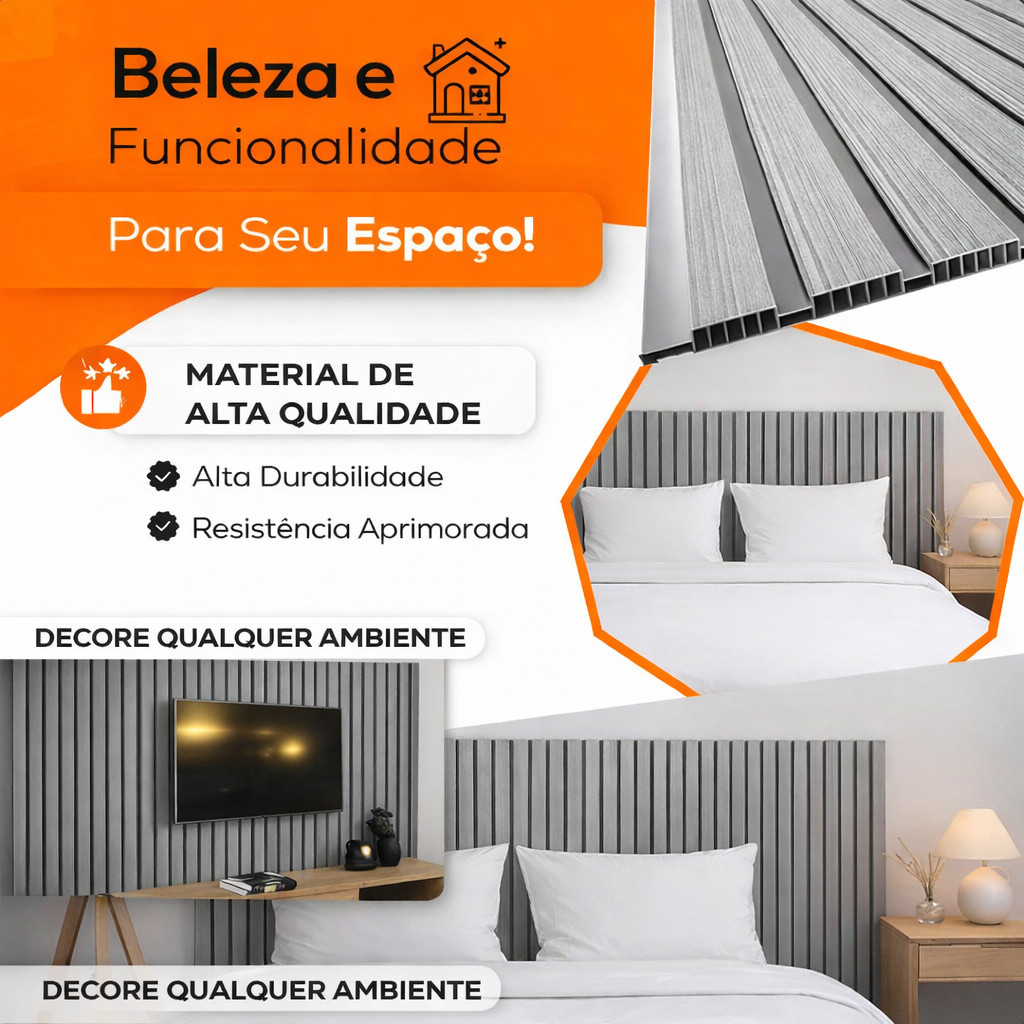 Painel Ripado PVC 3D – Revestimento Decorativo para Parede | Imita Madeira | 1,01m x 15,5cm